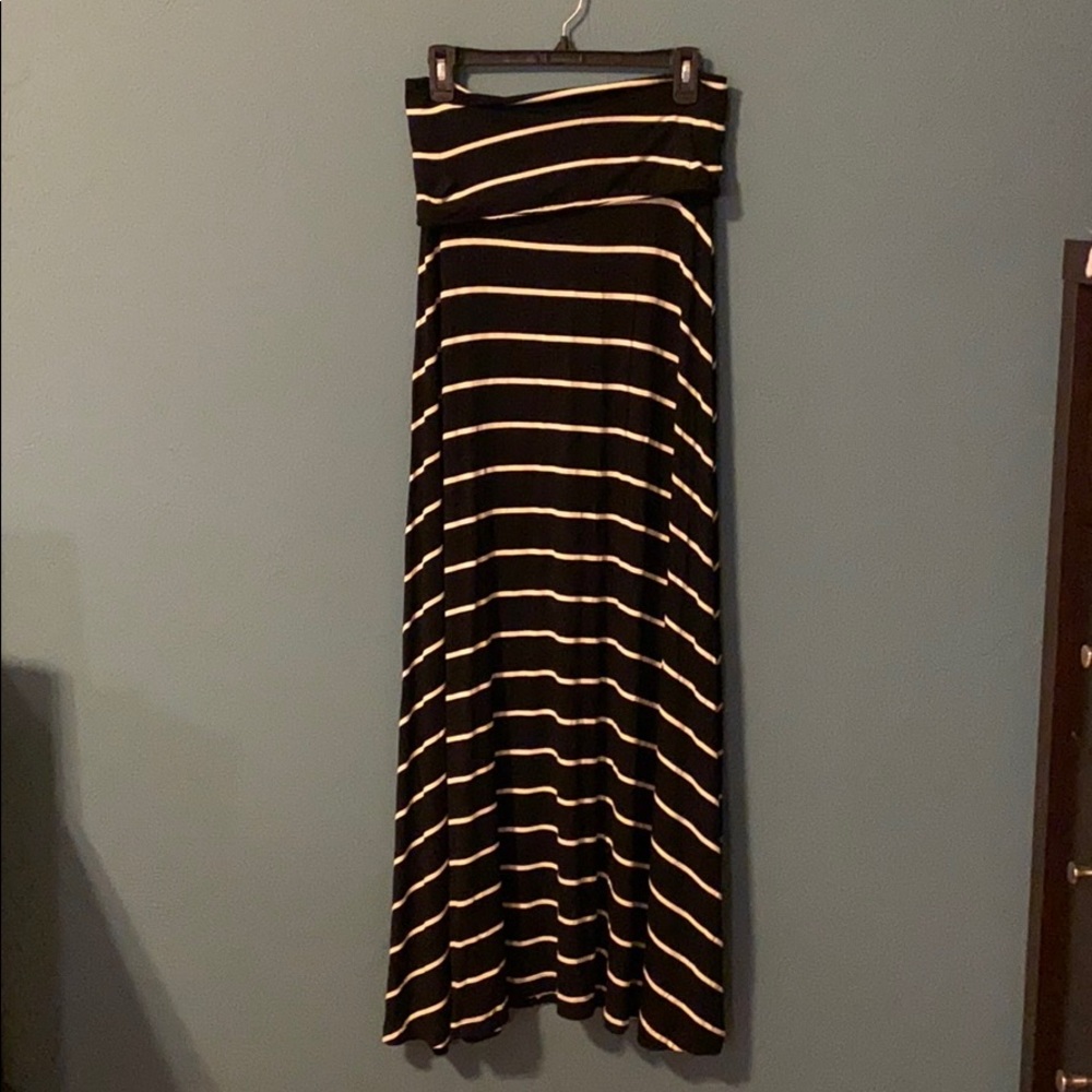 Black and White Striped Maxi Skirt